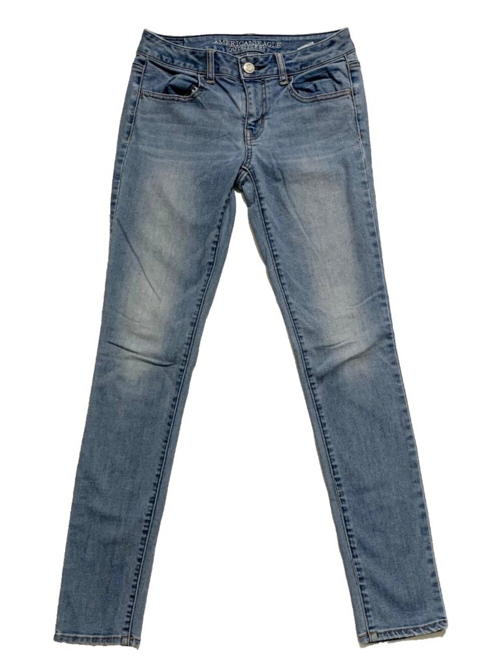 VTG Y2K American Eagle Jegging Size 4 Super Stretch Low Rise Skinny Denim Blue